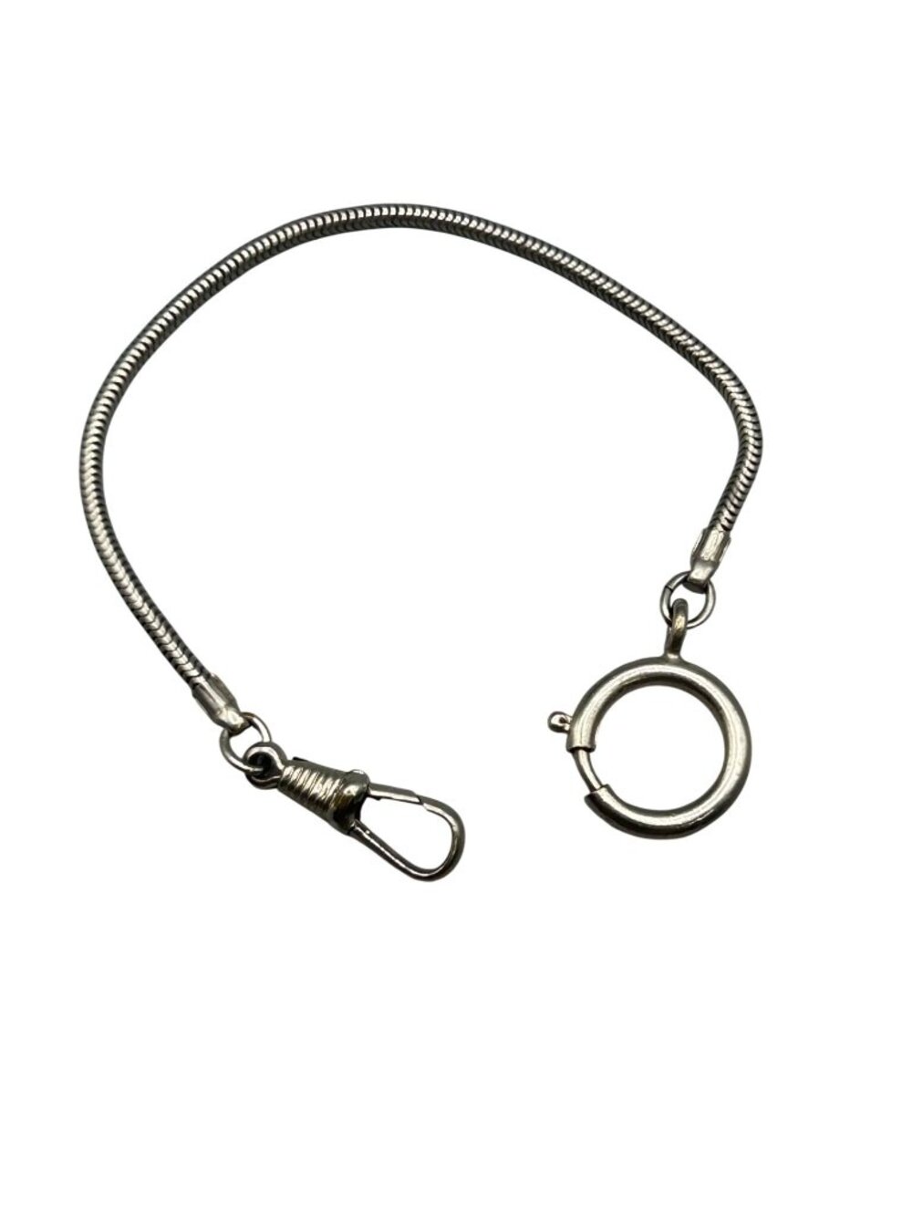 Antique Pocket Watch Chain Silver Tone Coil Chain 7.5" long